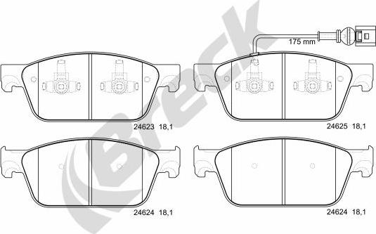 Breck 24623 00 703 00 - Bremžu uzliku kompl., Disku bremzes www.autospares.lv