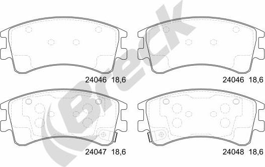 Breck 24046 00 701 10 - Bremžu uzliku kompl., Disku bremzes autospares.lv