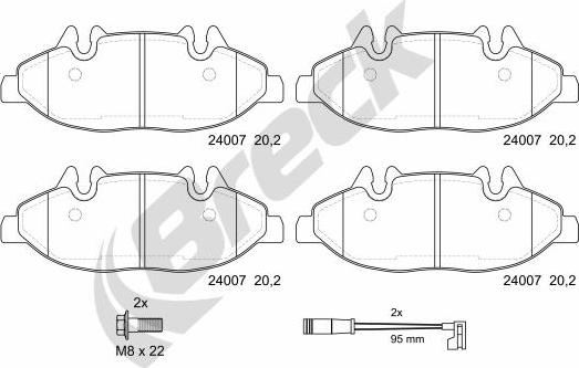 Breck 24007 00 703 00 - Bremžu uzliku kompl., Disku bremzes www.autospares.lv