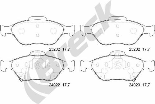 Breck 24022 00 702 10 - Bremžu uzliku kompl., Disku bremzes www.autospares.lv