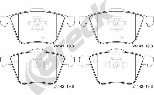 Breck 24141 00 551 00 - Bremžu uzliku kompl., Disku bremzes www.autospares.lv