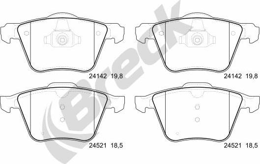 Breck 24142 00 551 00 - Bremžu uzliku kompl., Disku bremzes www.autospares.lv