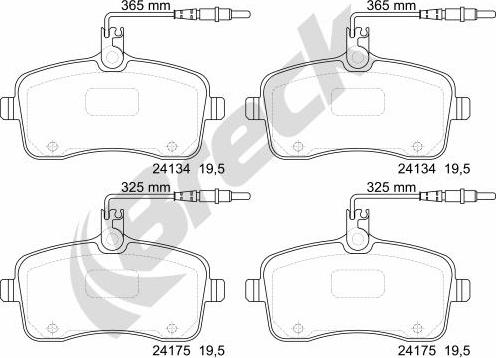 Breck 24134 00 701 10 - Bremžu uzliku kompl., Disku bremzes www.autospares.lv