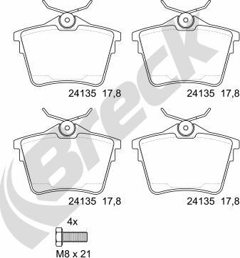 Breck 24135 00 704 00 - Brake Pad Set, disc brake www.autospares.lv