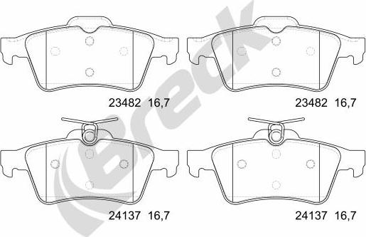 Breck 24137 00 702 00 - Bremžu uzliku kompl., Disku bremzes autospares.lv