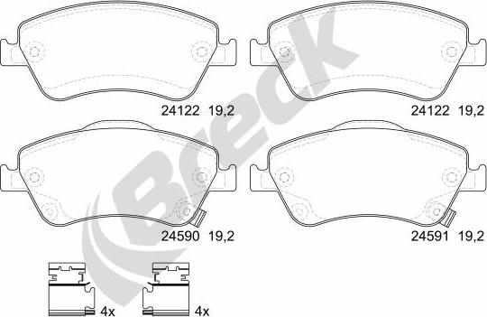 Breck 24122 00 701 10 - Brake Pad Set, disc brake www.autospares.lv