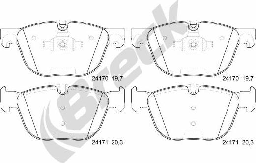 Breck 24170 00 552 00 - Тормозные колодки, дисковые, комплект www.autospares.lv