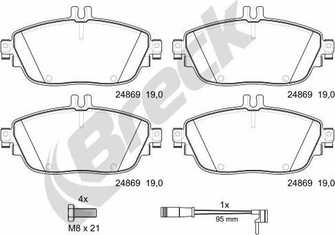 Breck 24869 00 701 00 - Bremžu uzliku kompl., Disku bremzes www.autospares.lv