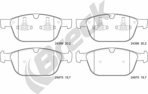 Breck 24399 00 553 00 - Bremžu uzliku kompl., Disku bremzes www.autospares.lv