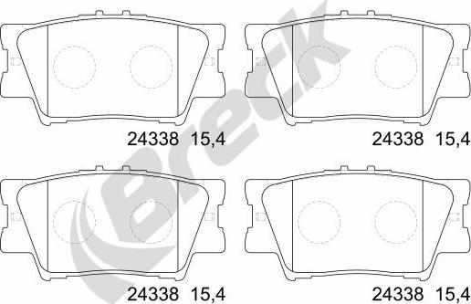 Breck 24338 00 704 00 - Bremžu uzliku kompl., Disku bremzes autospares.lv