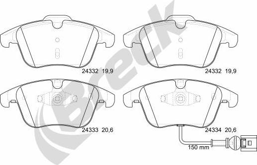 Breck 24333 00 701 10 - Bremžu uzliku kompl., Disku bremzes autospares.lv