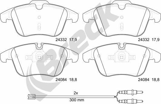 Breck 24332 00 701 10 - Bremžu uzliku kompl., Disku bremzes www.autospares.lv