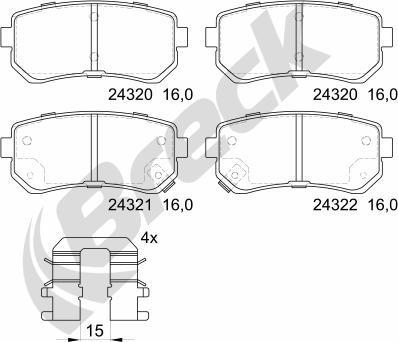 Breck 24320 00 704 10 - Bremžu uzliku kompl., Disku bremzes www.autospares.lv