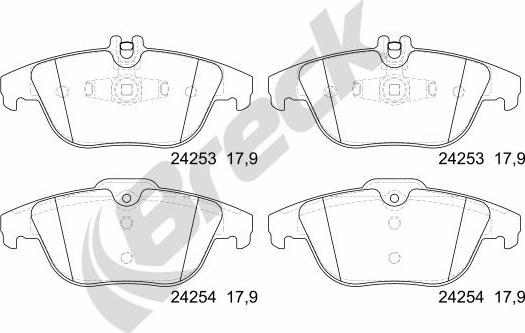 Breck 24253 00 702 00 - Bremžu uzliku kompl., Disku bremzes www.autospares.lv