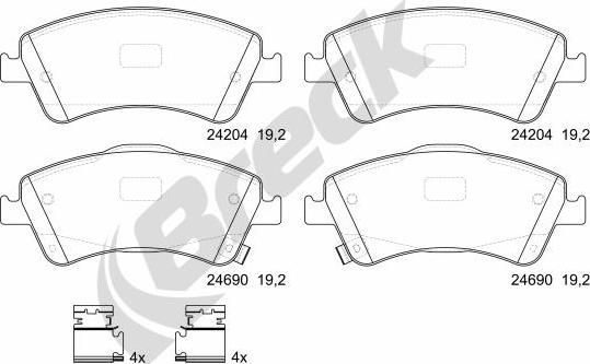 Breck 24204 00 701 00 - Bremžu uzliku kompl., Disku bremzes www.autospares.lv