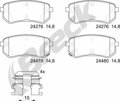 Breck 24276 00 704 10 - Тормозные колодки, дисковые, комплект www.autospares.lv