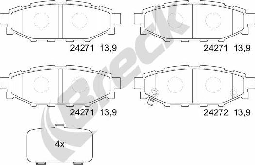 Breck 24271 00 702 10 - Bremžu uzliku kompl., Disku bremzes www.autospares.lv