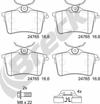 Breck 24765 00 704 00 - Bremžu uzliku kompl., Disku bremzes www.autospares.lv