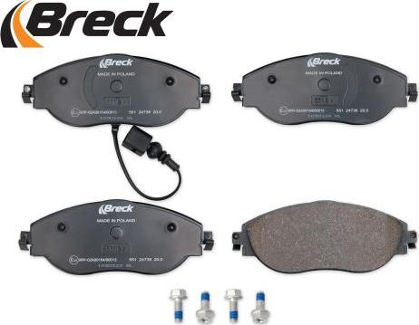 Breck 24738 00 551 00 - Bremžu uzliku kompl., Disku bremzes www.autospares.lv