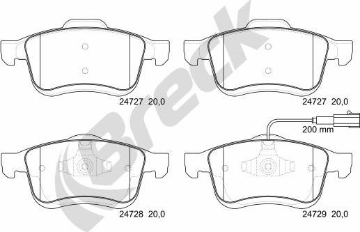 Breck 24727 00 701 10 - Тормозные колодки, дисковые, комплект www.autospares.lv