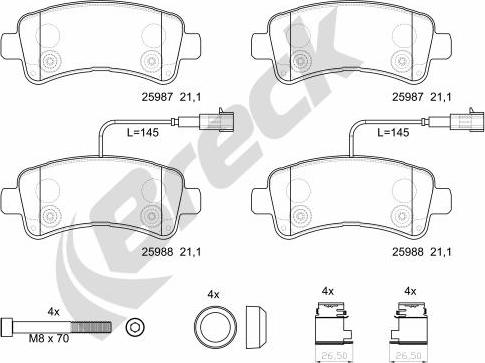 Breck 25987 00 653 00 - Bremžu uzliku kompl., Disku bremzes www.autospares.lv