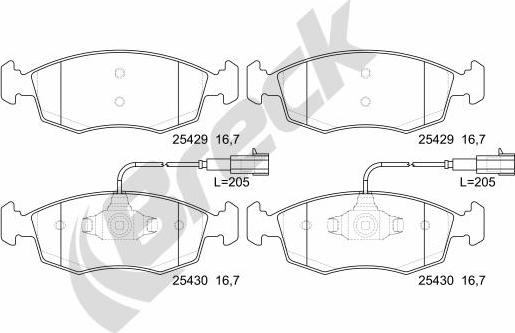 Breck 25429 00 702 00 - Bremžu uzliku kompl., Disku bremzes www.autospares.lv