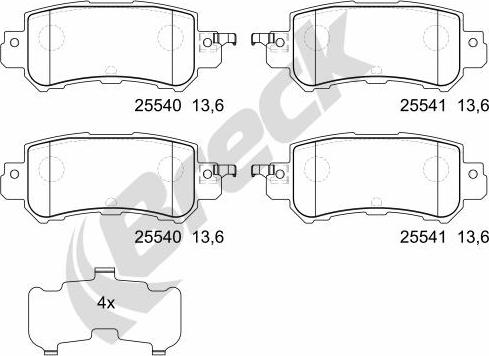 Breck 25540 00 702 00 - Brake Pad Set, disc brake www.autospares.lv