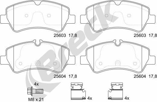 Breck 25603 00 653 00 - Bremžu uzliku kompl., Disku bremzes www.autospares.lv