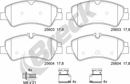 Breck 25603 00 703 00 - Bremžu uzliku kompl., Disku bremzes autospares.lv