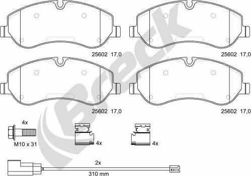 Breck 25602 00 703 00 - Bremžu uzliku kompl., Disku bremzes autospares.lv