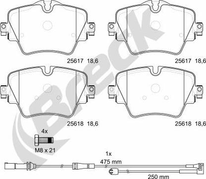 Breck 25617 00 701 00 - Bremžu uzliku kompl., Disku bremzes www.autospares.lv