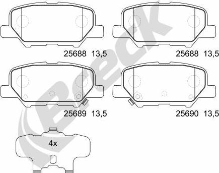 Breck 25688 00 702 00 - Bremžu uzliku kompl., Disku bremzes www.autospares.lv