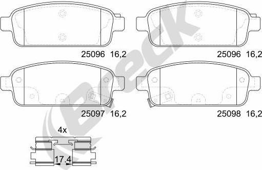 Breck 25096 00 704 20 - Bremžu uzliku kompl., Disku bremzes www.autospares.lv