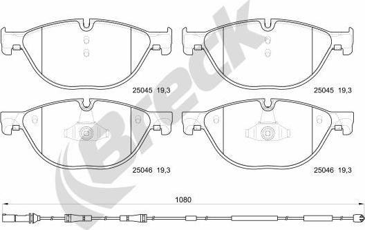 Breck 25045 00 551 00 - Bremžu uzliku kompl., Disku bremzes www.autospares.lv