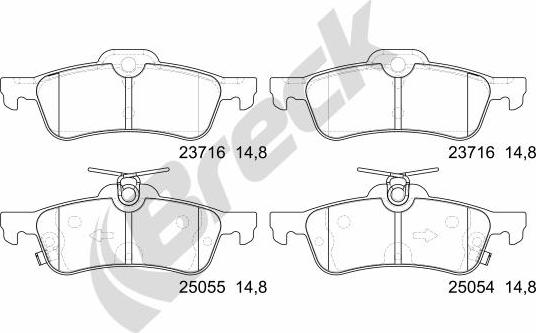 Breck 25054 00 704 00 - Brake Pad Set, disc brake www.autospares.lv