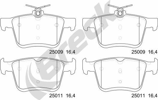 Breck 25009 00 704 00 - Тормозные колодки, дисковые, комплект www.autospares.lv