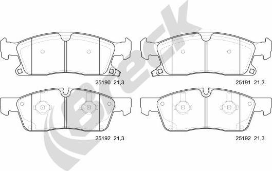 Breck 25190 00 551 00 - Bremžu uzliku kompl., Disku bremzes autospares.lv