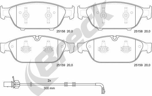 Breck 25158 00 551 00 - Bremžu uzliku kompl., Disku bremzes www.autospares.lv