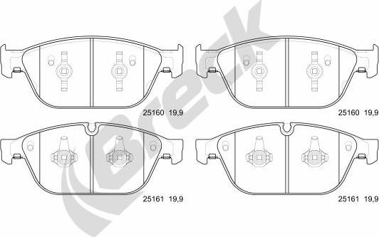 Breck 25160 00 551 00 - Bremžu uzliku kompl., Disku bremzes www.autospares.lv