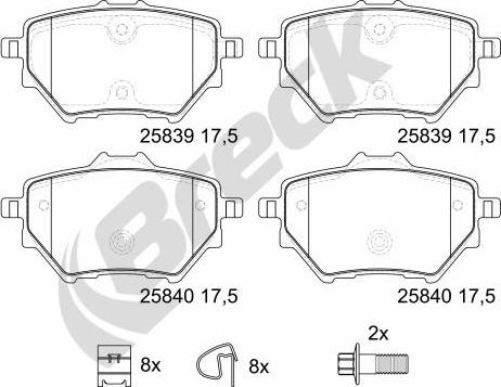 Breck 25839 00 704 00 - Bremžu uzliku kompl., Disku bremzes www.autospares.lv