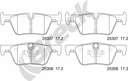 Breck 25307 00 704 00 - Bremžu uzliku kompl., Disku bremzes www.autospares.lv