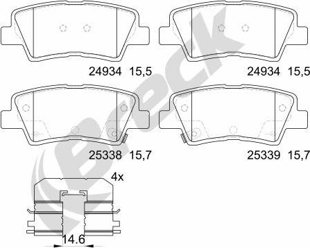 Breck 25337 00 702 00 - Тормозные колодки, дисковые, комплект www.autospares.lv