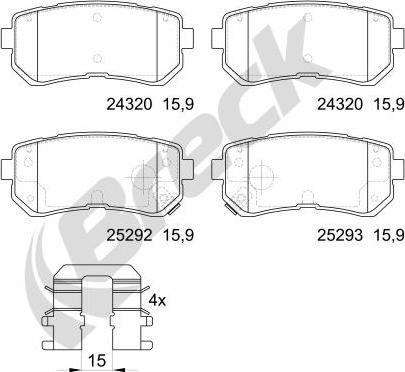 Breck 25292 00 702 00 - Bremžu uzliku kompl., Disku bremzes autospares.lv