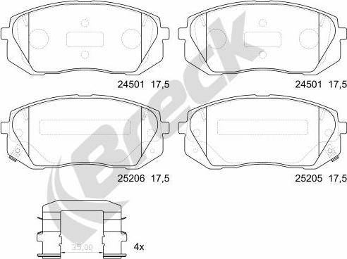 Breck 25205 00 701 00 - Bremžu uzliku kompl., Disku bremzes www.autospares.lv