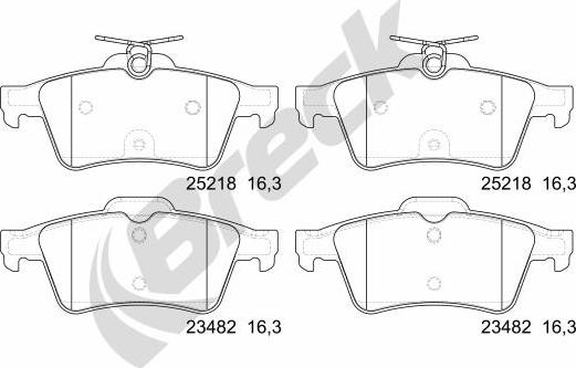 Breck 25218 00 702 00 - Тормозные колодки, дисковые, комплект www.autospares.lv