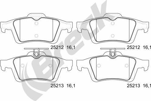 Breck 25212 00 702 00 - Bremžu uzliku kompl., Disku bremzes www.autospares.lv