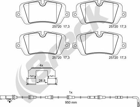 Breck 25720 00 554 00 - Bremžu uzliku kompl., Disku bremzes www.autospares.lv