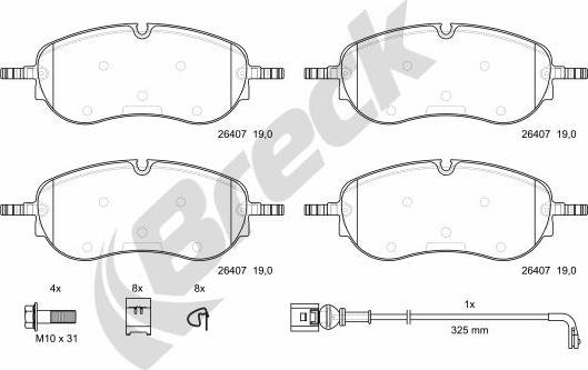 Breck 26407 00 651 00 - Bremžu uzliku kompl., Disku bremzes www.autospares.lv