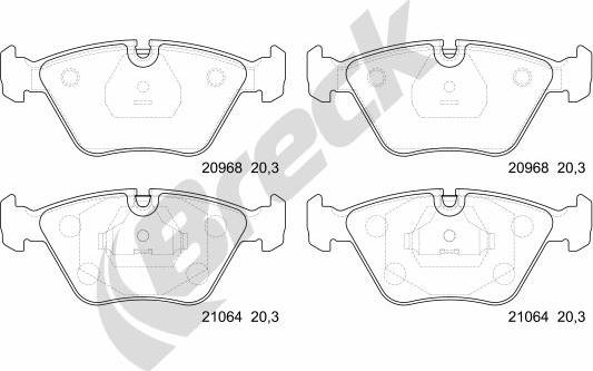 Breck 20968 10 701 00 - Тормозные колодки, дисковые, комплект www.autospares.lv