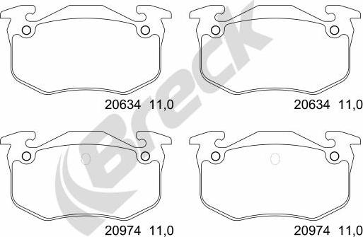 Breck 20973 00 704 00 - Bremžu uzliku kompl., Disku bremzes www.autospares.lv